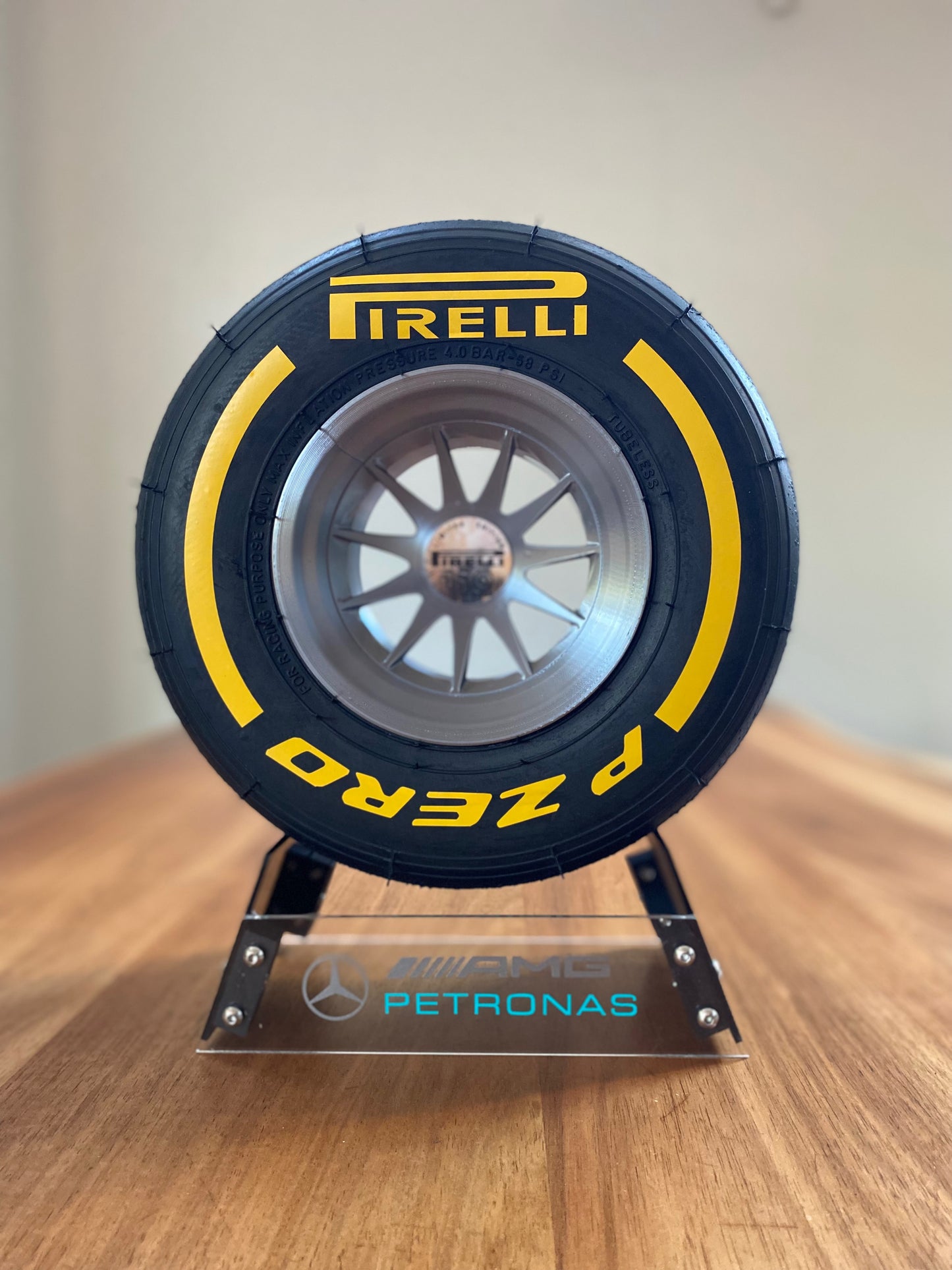 George Russell (Mercedes) - F1 Tyre with Stand