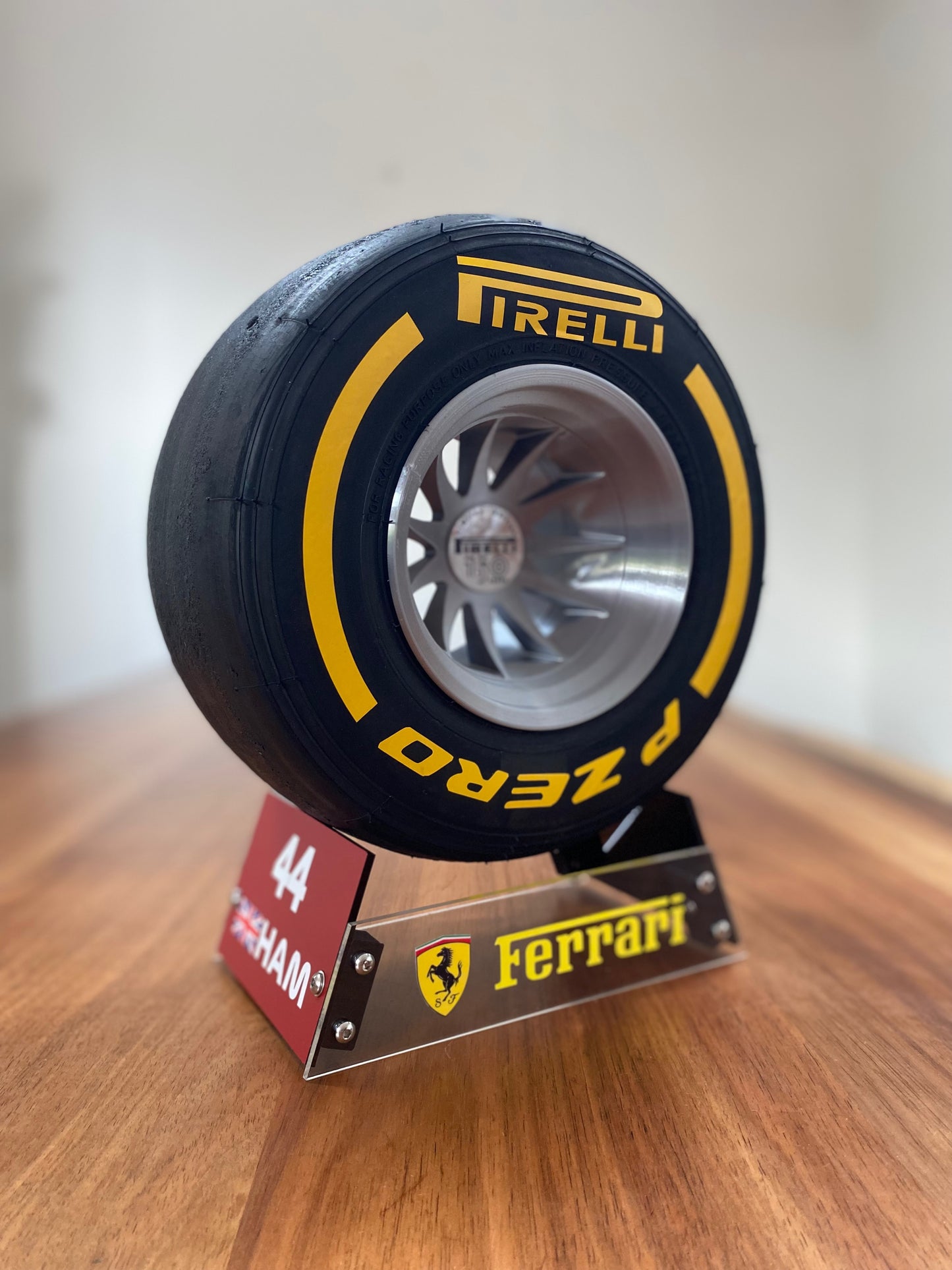 Lewis Hamilton (Ferrari) - F1 Tyre with Stand