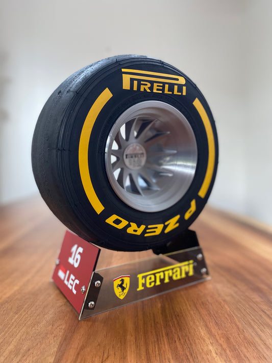 Charles Leclerc (Ferrari) - F1 Tyre with Stand
