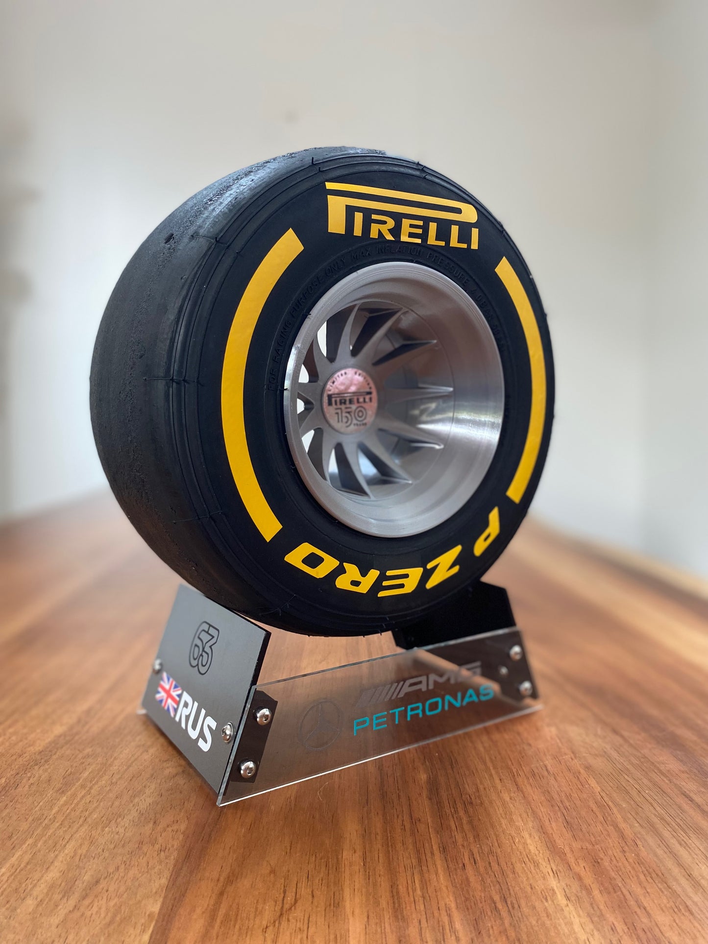 George Russell (Mercedes) - F1 Tyre with Stand